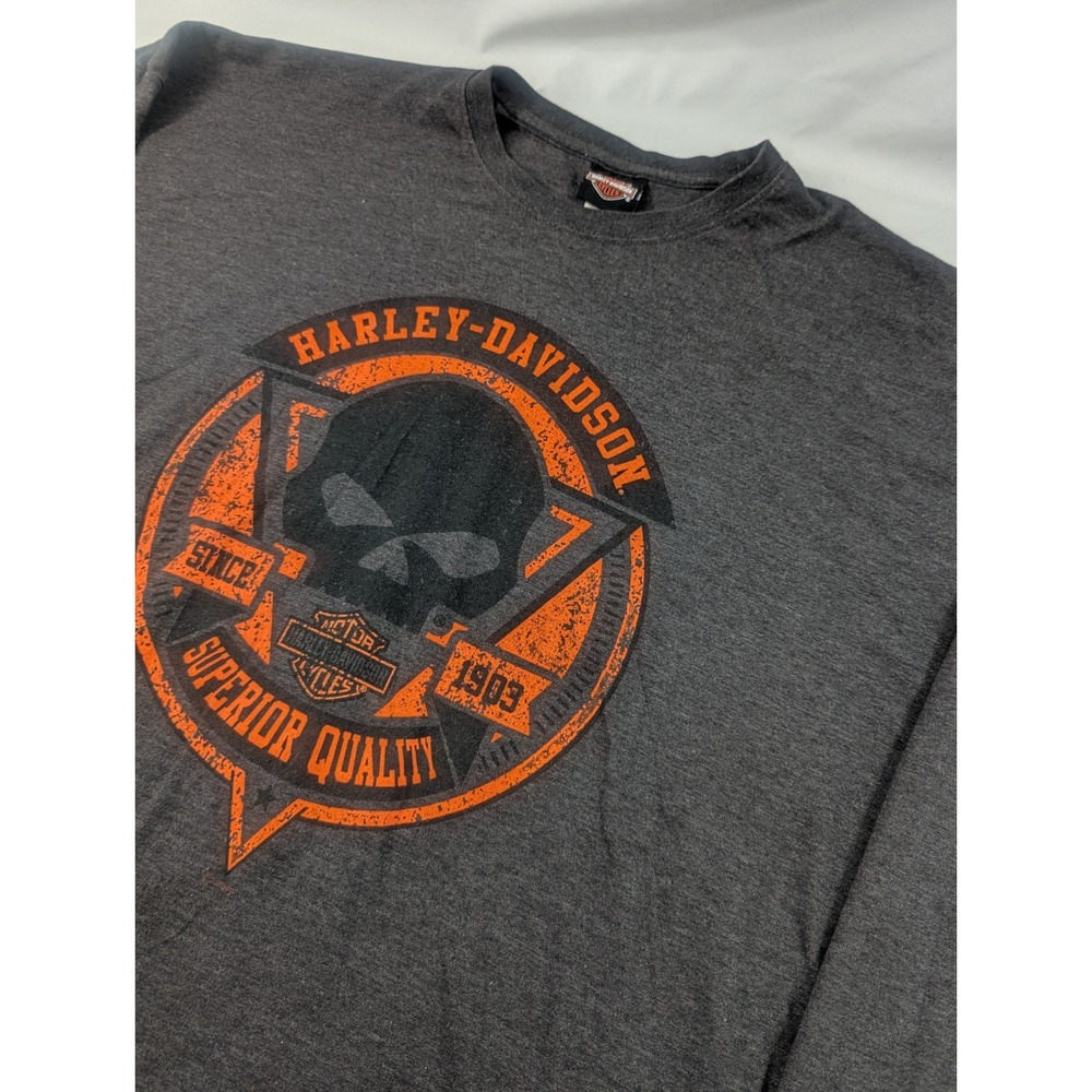 Harley-Davidson Shirt 3XL Gray Long Sleeve Graphic Skull Timber Town Oregon